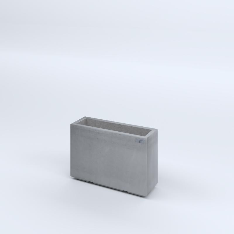 FIORIERE IN CEMENTO LISCE RETTANGOLARI PIEDINI ACQUASTOP CM60X20X40H GRIGIO