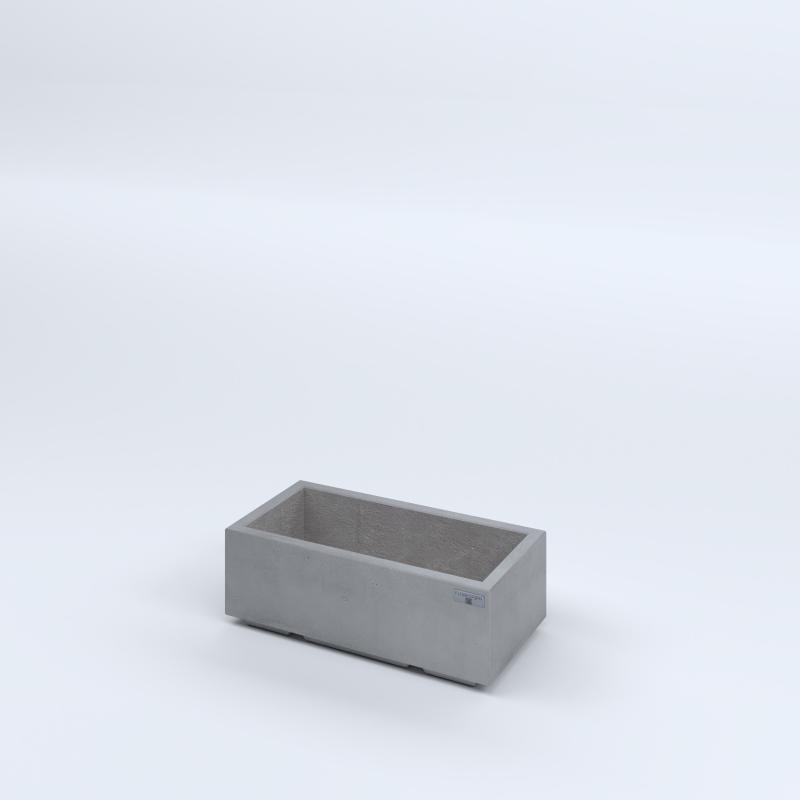 FIORIERE IN CEMENTO LISCE RETTANGOLARI PIEDINI ACQUASTOP CM60X30X20H GRIGIO