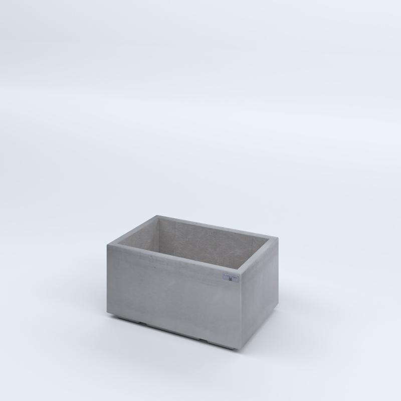 FIORIERE IN CEMENTO LISCE RETTANGOLARI PIEDINI ACQUASTOP CM60X40X30H GRIGIO