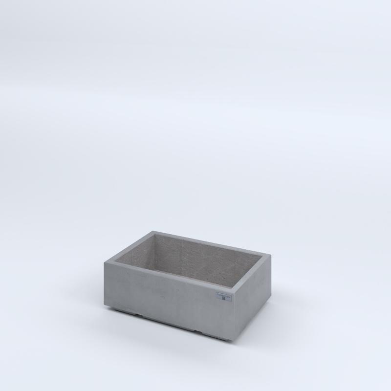 FIORIERE IN CEMENTO LISCE RETTANGOLARI PIEDINI ACQUASTOP CM60X40X20H GRIGIO