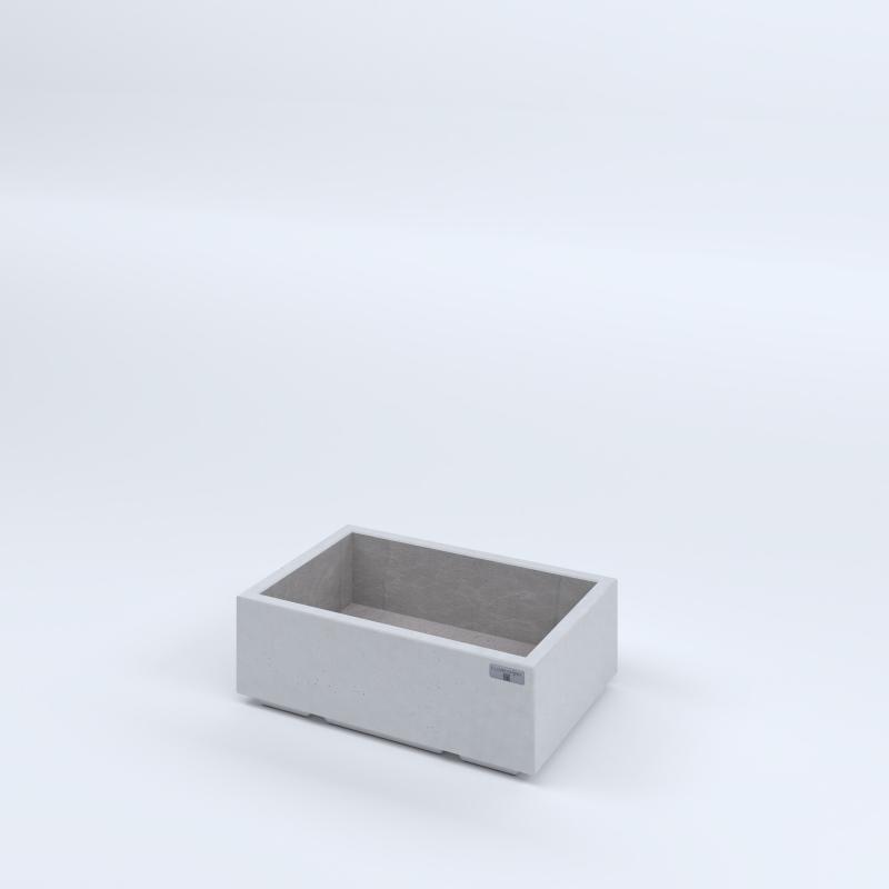 FIORIERE IN CEMENTO LISCE RETTANGOLARI PIEDINI ACQUASTOP CM60X40X20H BIANCO