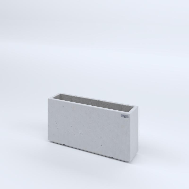 FIORIERE IN CEMENTO LISCE RETTANGOLARI PIEDINI ACQUASTOP CM80X20X40H BIANCO