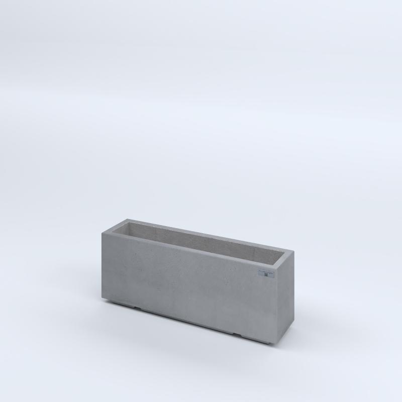 FIORIERE IN CEMENTO LISCE RETTANGOLARI PIEDINI ACQUASTOP CM80X20X30H GRIGIO
