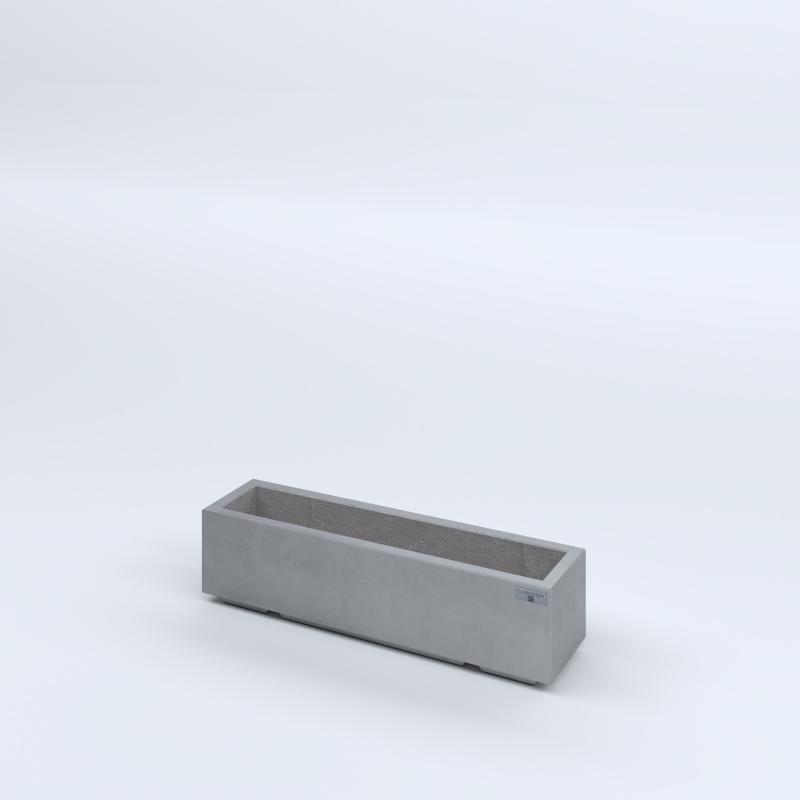 FIORIERE IN CEMENTO LISCE RETTANGOLARI PIEDINI ACQUASTOP CM80X20X20H GRIGIO