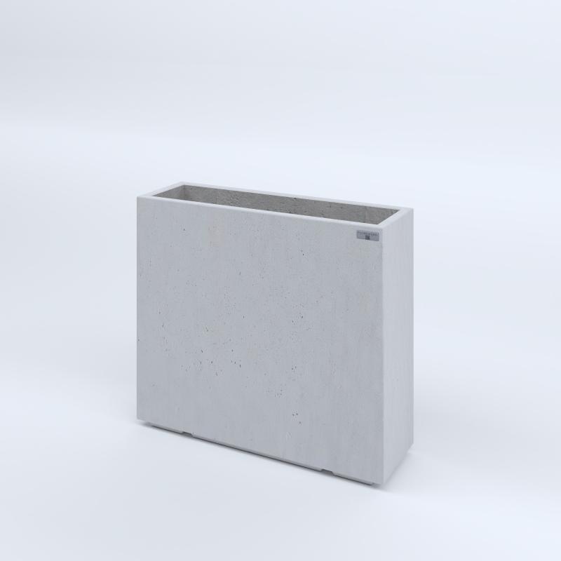 FIORIERE IN CEMENTO LISCE RETTANGOLARI PIEDINI ACQUASTOP CM80X25X70H BIANCO