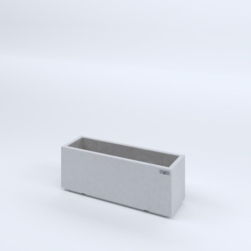 FIORIERE IN CEMENTO LISCE RETTANGOLARI PIEDINI ACQUASTOP CM80X25X30H BIANCO