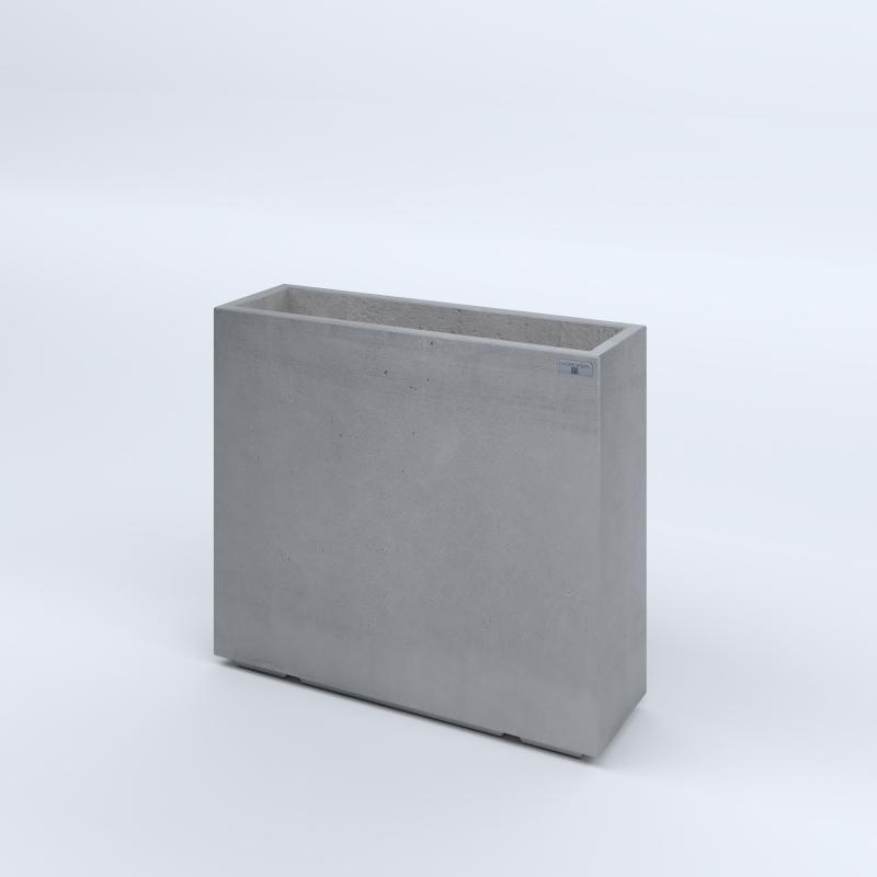 FIORIERE IN CEMENTO LISCE RETTANGOLARI PIEDINI ACQUASTOP CM80X25X70H GRIGIO