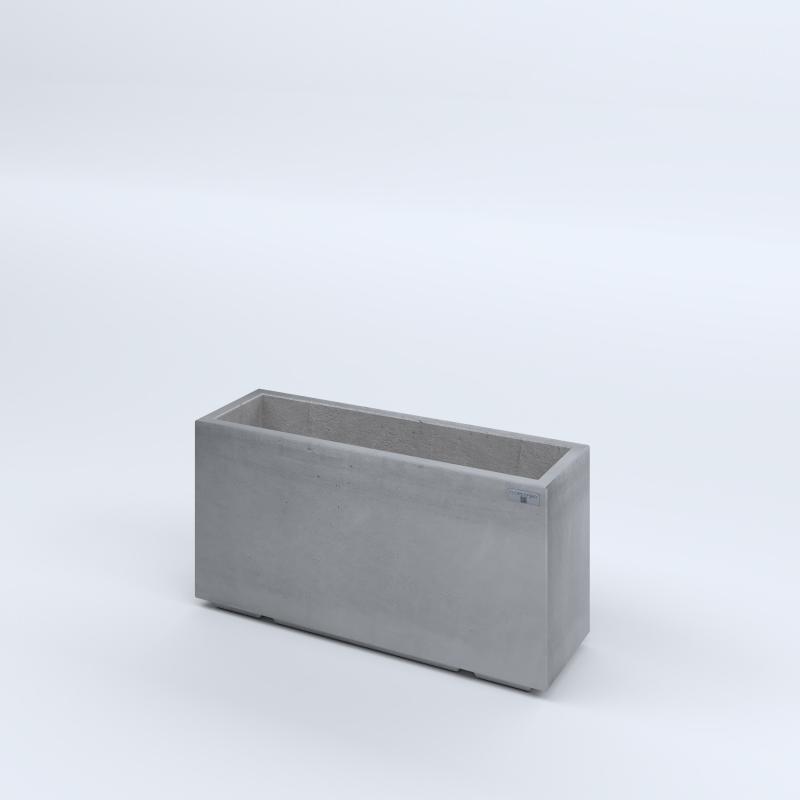 FIORIERE IN CEMENTO LISCE RETTANGOLARI PIEDINI ACQUASTOP CM80X25X40H GRIGIO