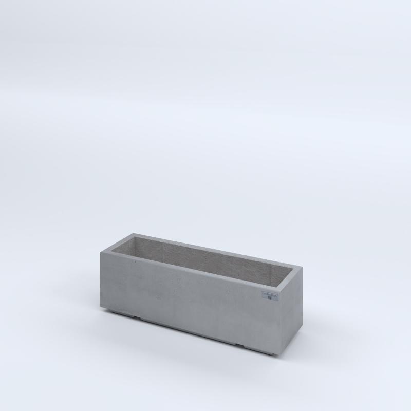 FIORIERE IN CEMENTO LISCE RETTANGOLARI PIEDINI ACQUASTOP CM80X25X25H GRIGIO