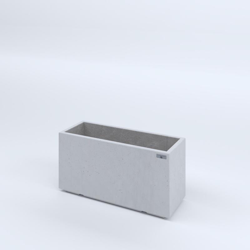 FIORIERE IN CEMENTO LISCE RETTANGOLARI PIEDINI ACQUASTOP CM80X30X40H BIANCO