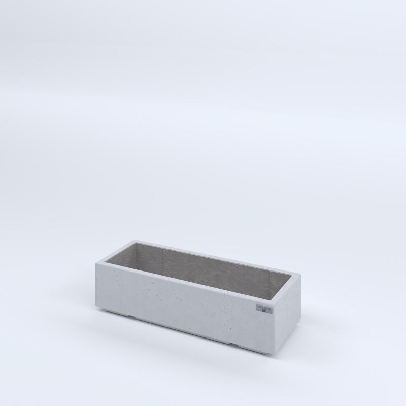 FIORIERE IN CEMENTO LISCE RETTANGOLARI PIEDINI ACQUASTOP CM80X30X20H BIANCO
