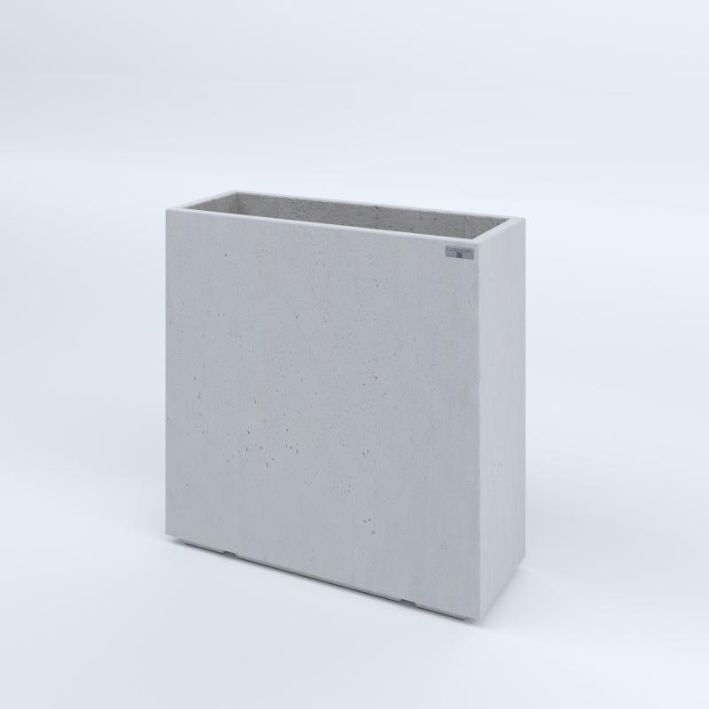 FIORIERE IN CEMENTO LISCE RETTANGOLARI PIEDINI ACQUASTOP CM80X30X80H BIANCO