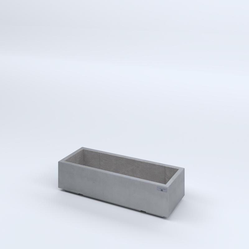 FIORIERE IN CEMENTO LISCE RETTANGOLARI PIEDINI ACQUASTOP CM80X30X20H GRIGIO