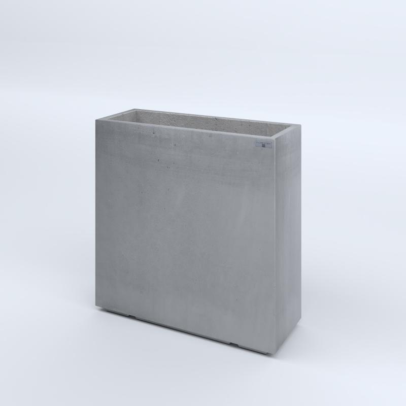 FIORIERE IN CEMENTO LISCE RETTANGOLARI PIEDINI ACQUASTOP CM80X30X80H GRIGIO