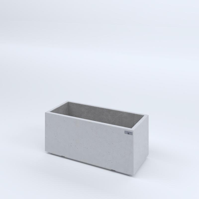 FIORIERE IN CEMENTO LISCE RETTANGOLARI PIEDINI ACQUASTOP CM80X35X35H BIANCO