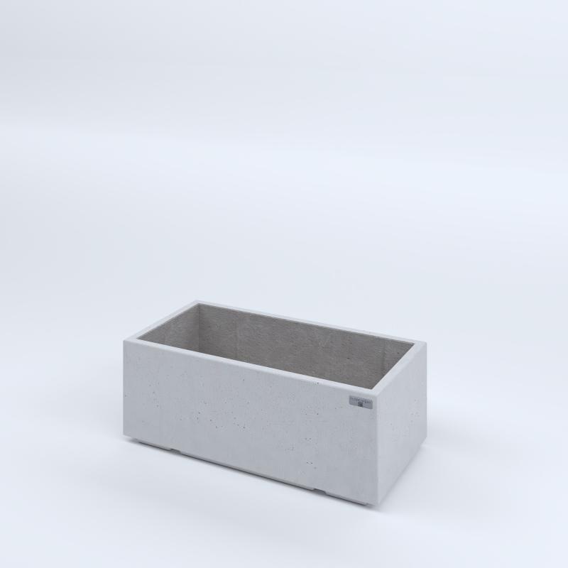FIORIERE IN CEMENTO LISCE RETTANGOLARI PIEDINI ACQUASTOP CM80X40X30H BIANCO