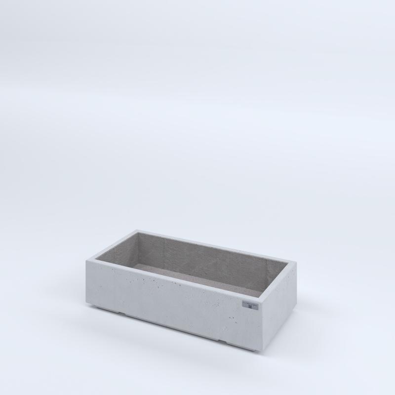 FIORIERE IN CEMENTO LISCE RETTANGOLARI PIEDINI ACQUASTOP CM80X40X20H BIANCO