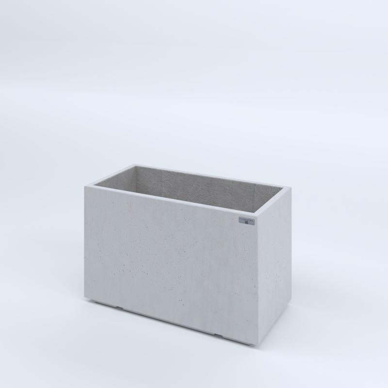 FIORIERE IN CEMENTO LISCE RETTANGOLARI PIEDINI ACQUASTOP CM80X40X50H BIANCO