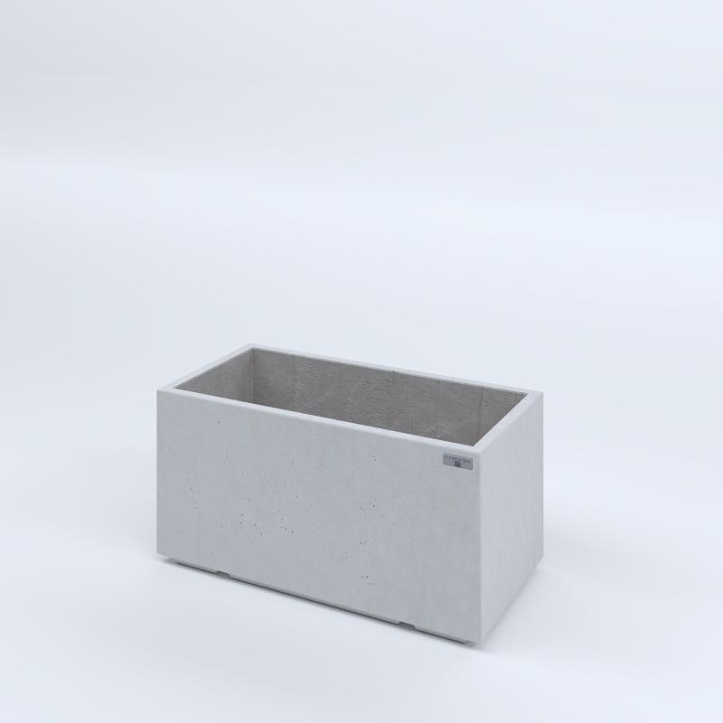 FIORIERE IN CEMENTO LISCE RETTANGOLARI PIEDINI ACQUASTOP CM80X40X40H BIANCO