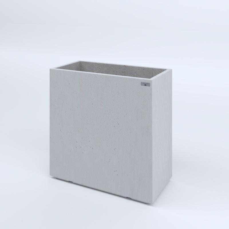 FIORIERE IN CEMENTO LISCE RETTANGOLARI PIEDINI ACQUASTOP CM80X40X80H BIANCO