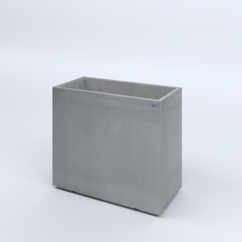 FIORIERE IN CEMENTO LISCE RETTANGOLARI PIEDINI ACQUASTOP CM80X40X70H GRIGIO