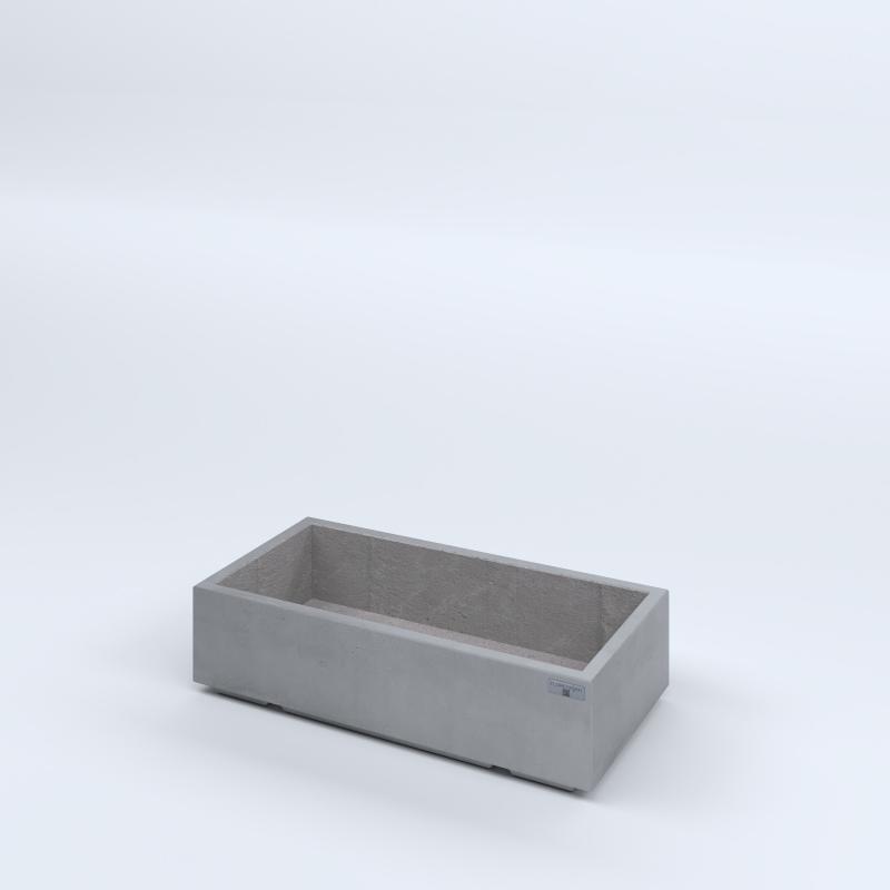 FIORIERE IN CEMENTO LISCE RETTANGOLARI PIEDINI ACQUASTOP CM80X40X20H GRIGIO