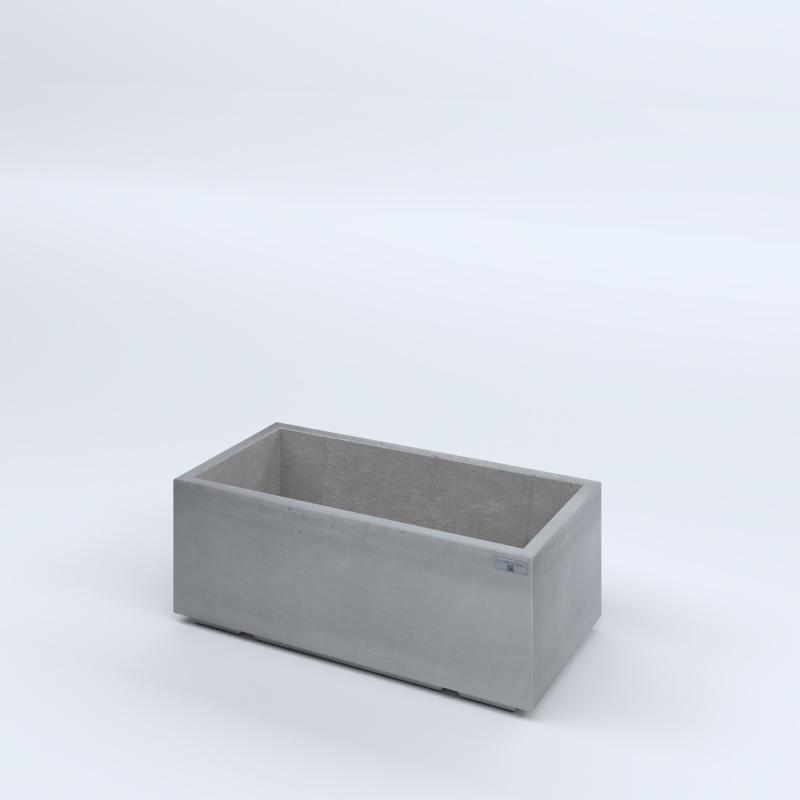 FIORIERE IN CEMENTO LISCE RETTANGOLARI PIEDINI ACQUASTOP CM80X40X30H GRIGIO