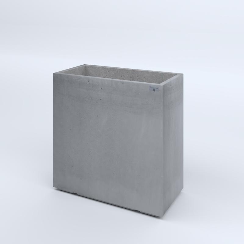 FIORIERE IN CEMENTO LISCE RETTANGOLARI PIEDINI ACQUASTOP CM80X40X80H GRIGIO