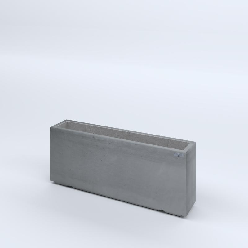 FIORIERE IN CEMENTO LISCE RETTANGOLARI PIEDINI ACQUASTOP CM100X20X40H GRIGIO