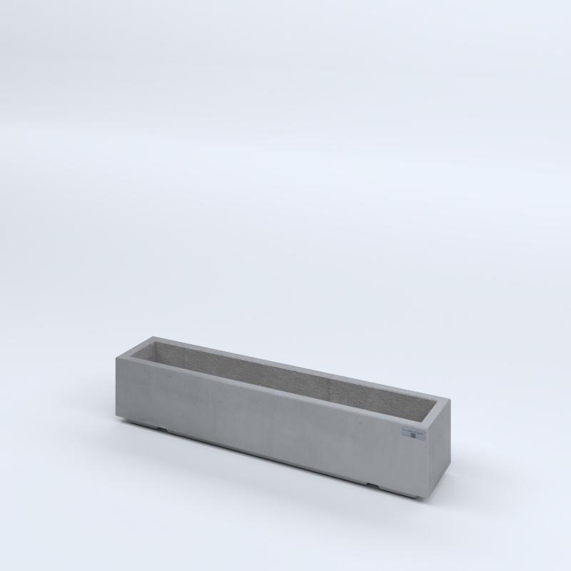 FIORIERE IN CEMENTO LISCE RETTANGOLARI PIEDINI ACQUASTOP CM100X20X20H GRIGIO
