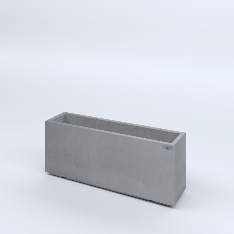 FIORIERE IN CEMENTO LISCE RETTANGOLARI PIEDINI ACQUASTOP CM100X25X40H GRIGIO