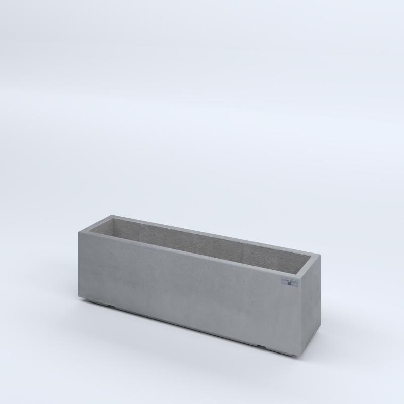 FIORIERE IN CEMENTO LISCE RETTANGOLARI PIEDINI ACQUASTOP CM100X25X30H GRIGIO