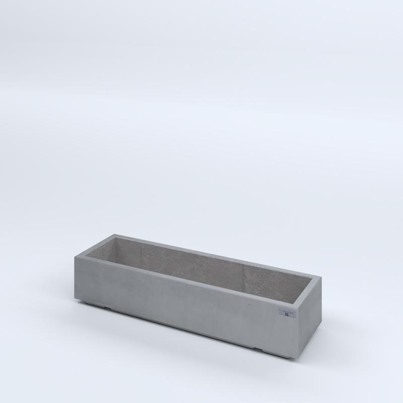 FIORIERE IN CEMENTO LISCE RETTANGOLARI PIEDINI ACQUASTOP CM100X30X20H GRIGIO