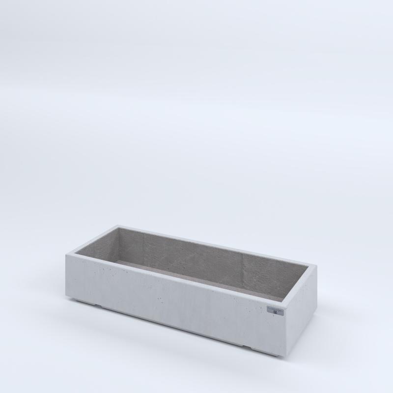 FIORIERE IN CEMENTO LISCE RETTANGOLARI PIEDINI ACQUASTOP CM100X40X20H BIANCO