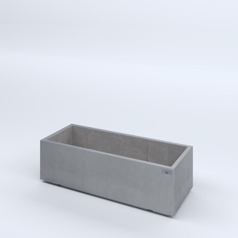 FIORIERE IN CEMENTO LISCE RETTANGOLARI PIEDINI ACQUASTOP CM100X40X30H GRIGIO