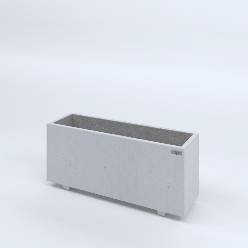FIORIERE IN CEMENTO LISCE RETTANGOLARI PIEDINI SEPARATI IMPERMEABILIZZATE CM100X30X44H BIANCO