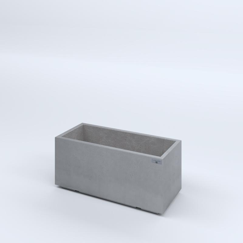 FIORIERE IN CEMENTO LISCE RETTANGOLARI PIEDINI ACQUASTOP CM80X35X35H GRIGIO