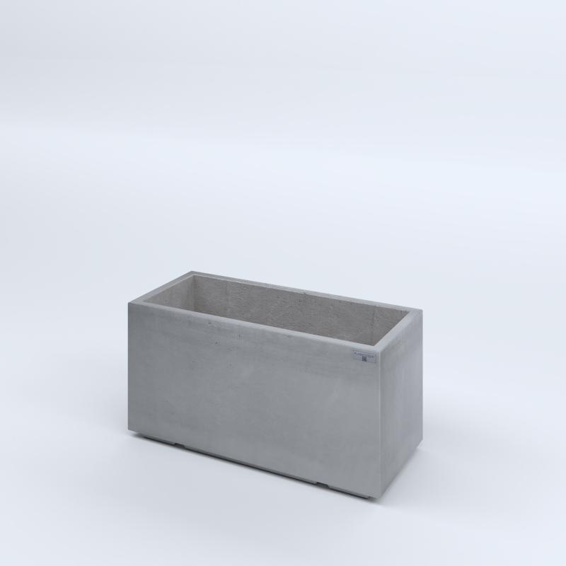 FIORIERE IN CEMENTO LISCE RETTANGOLARI PIEDINI ACQUASTOP CM80X35X40H GRIGIO