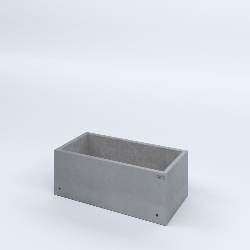 FIORIERE IN CEMENTO LISCE RETTANGOLARI SENZA PIEDINI CM80X40X30H GRIGIO