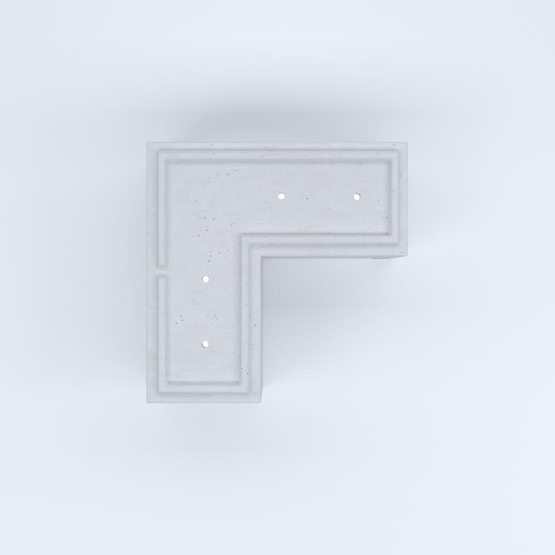 FIORIERE IN CEMENTO LISCE A ELLE PIEDINI ACQUASTOP CM80X80X35X40H BIANCO