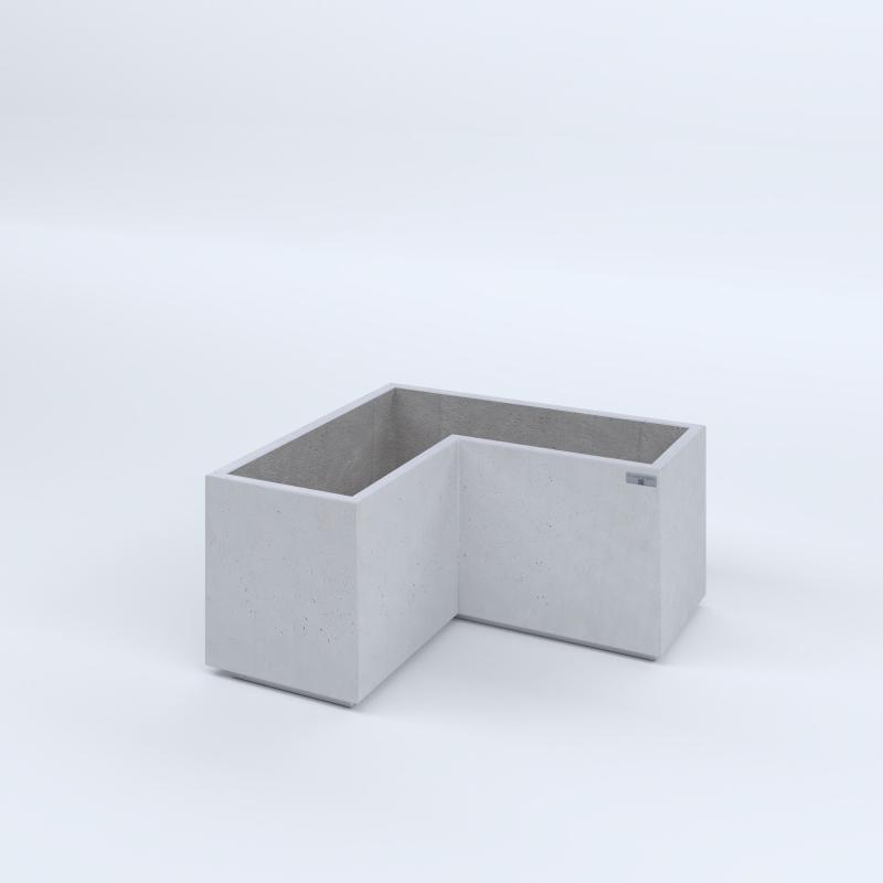 FIORIERE IN CEMENTO LISCE A ELLE PIEDINI ACQUASTOP CM80X80X35X40H BIANCO