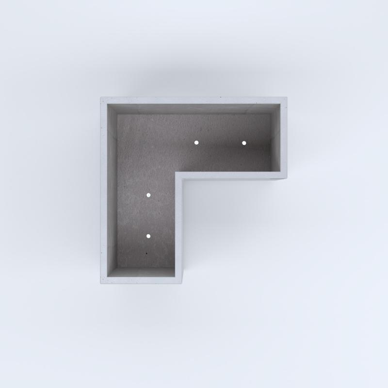 FIORIERE IN CEMENTO LISCE A ELLE PIEDINI ACQUASTOP CM80X80X35X40H BIANCO