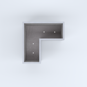 FIORIERE IN CEMENTO LISCE A ELLE PIEDINI ACQUASTOP CM80X80X35X40H BIANCO