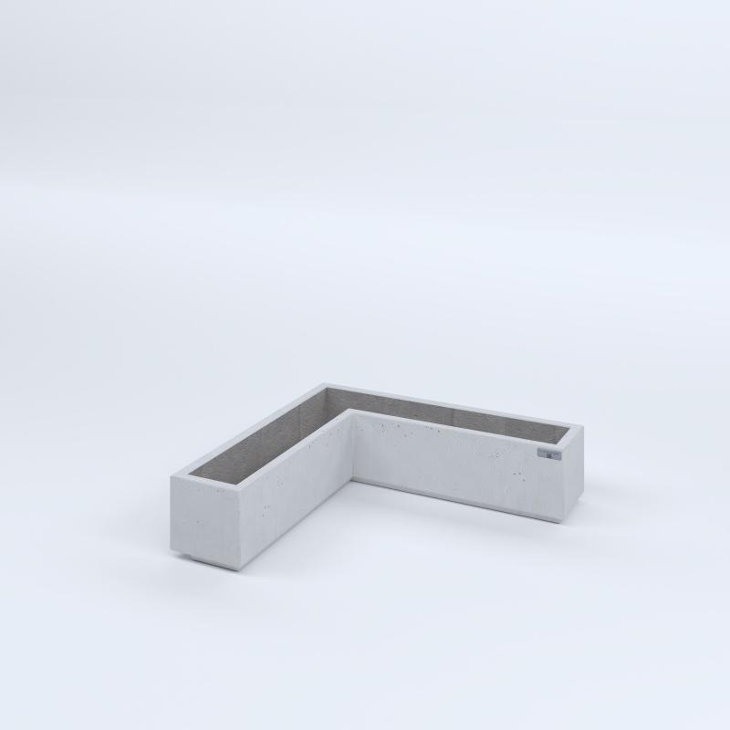 FIORIERE IN CEMENTO LISCE A ELLE PIEDINI ACQUASTOP CM80X80X20X20H BIANCO