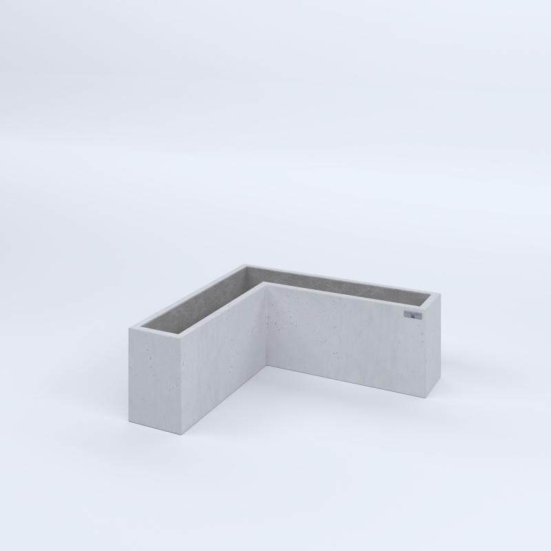 FIORIERE IN CEMENTO LISCE A ELLE SENZA PIEDINI CM80X80X20X30H BIANCO