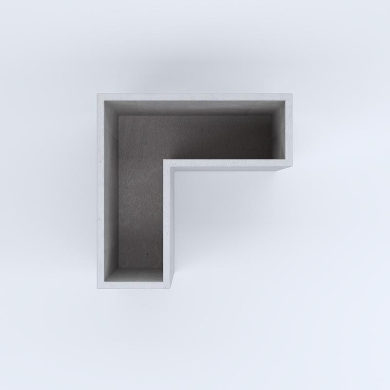 FIORIERE IN CEMENTO LISCE A ELLE SENZA PIEDINI CM80X80X30X50H BIANCO