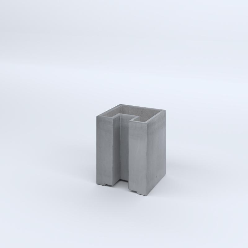 FIORIERE IN CEMENTO LISCE ZAVORRA MODELLO C SENZA PIEDINI CM40X40X12X50H GRIGIO