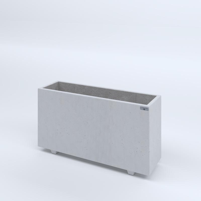 FIORIERE IN CEMENTO LISCE RETTANGOLARI PIEDINI SEPARATI IMPERMEABILIZZATE CM100X30X54H BIANCO
