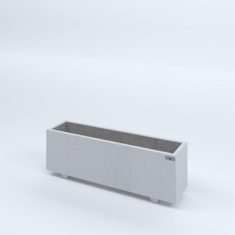 FIORIERE IN CEMENTO LISCE RETTANGOLARI PIEDINI SEPARATI IMPERMEABILIZZATE CM100X25X34H BIANCO