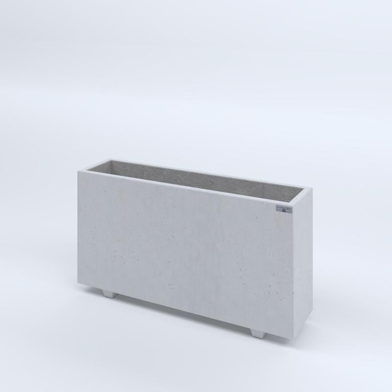 FIORIERE IN CEMENTO LISCE RETTANGOLARI PIEDINI SEPARATI IMPERMEABILIZZATE CM100X25X54H BIANCO
